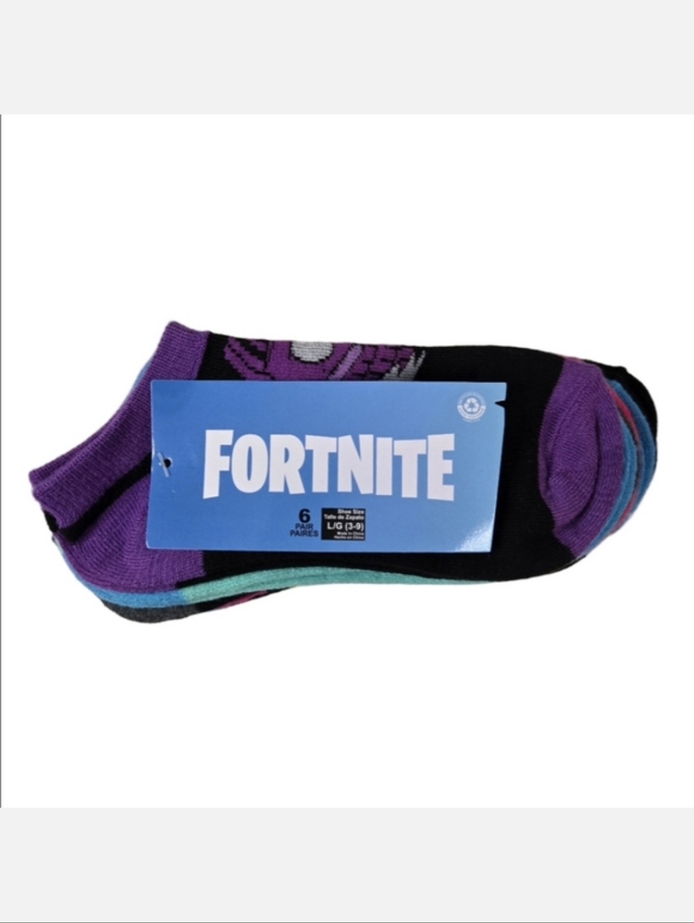 🆓️ W/ $55 Purchase! Epic Games FORTNITE Kids Ankle Socks, Youth Size L ~ NWT